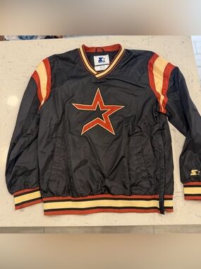 Extremely Rare Black and orange Houston Astros 2000’s Logo Starter jacket Men XL